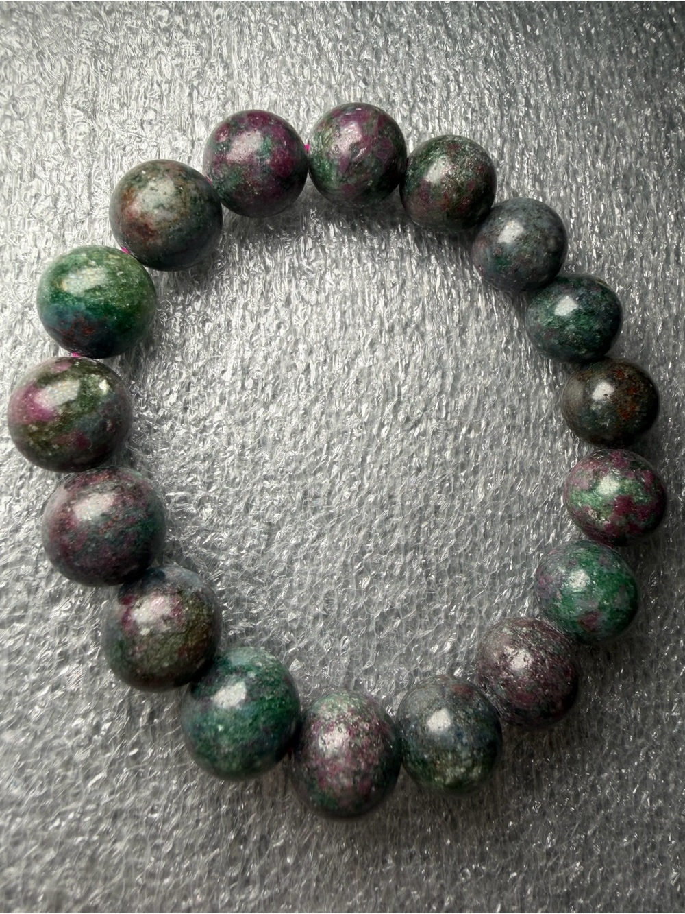 Gorgeous 12MM Ruby Zoisite Natural Crystal Bracelet